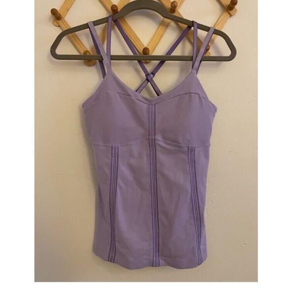 Lululemon Top Women's 6 Lilac Warrior 1 Adjustable Tank Activewear Build in Bra - Picture 2 of 5